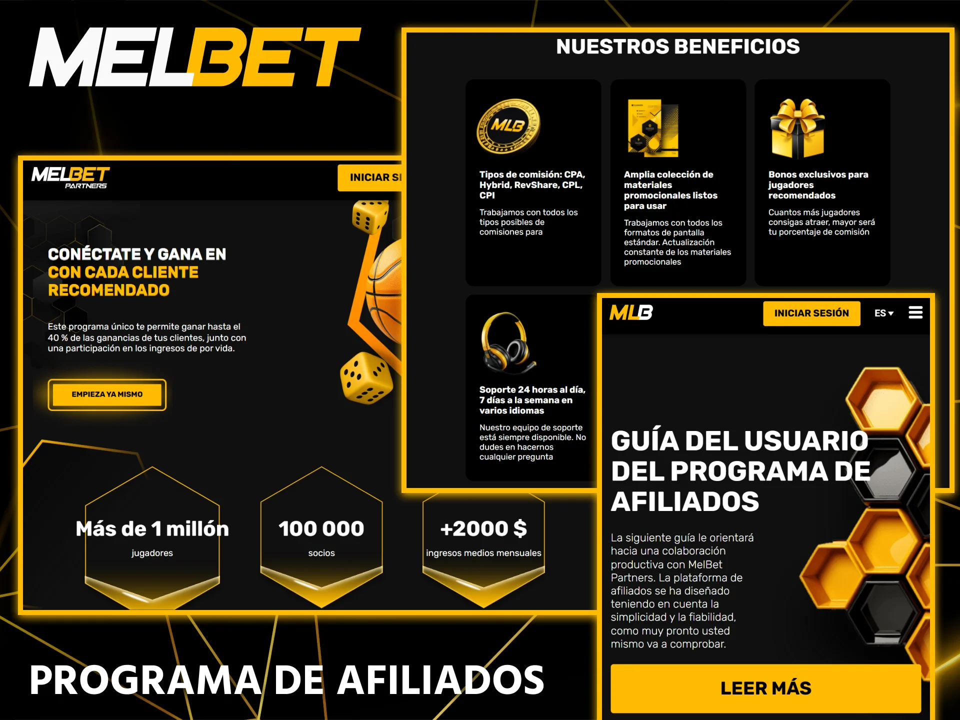Gana comisiones recomendando clientes al programa de afiliados de Melbet.