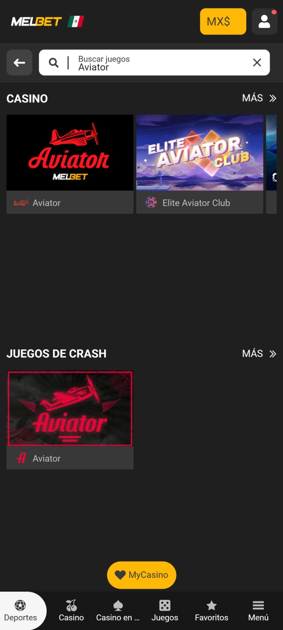 Una vez que tenga un saldo, busque Aviator en la sección de juegos de casino o use la barra de búsqueda integrada de Melbet.