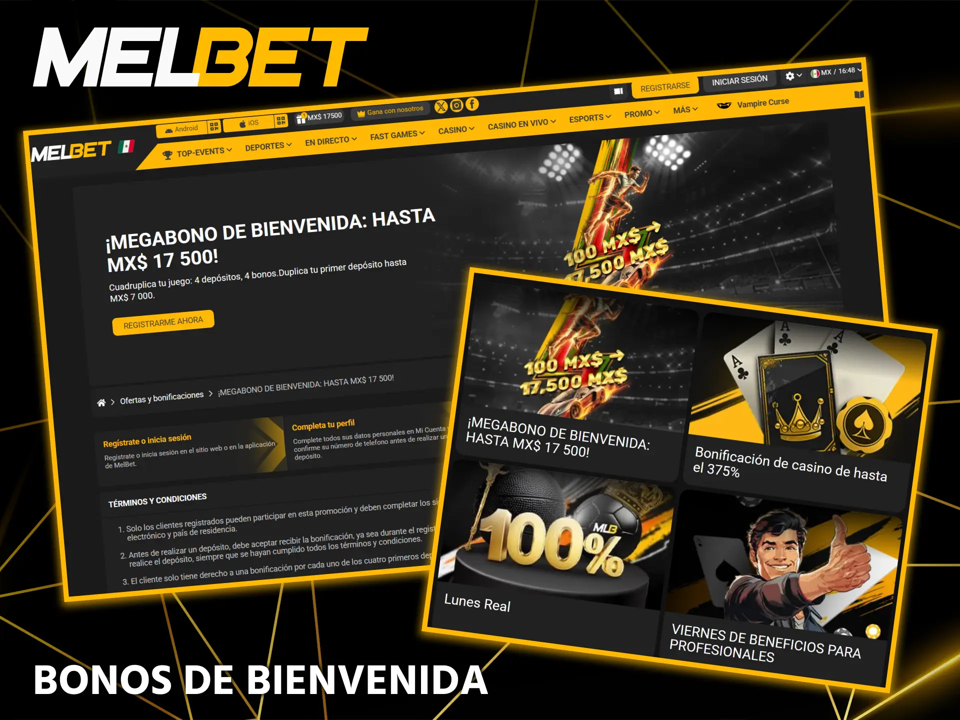Aproveche los generosos bonos de bienvenida cuando abra su cuenta y comience a jugar con el doble del saldo en Melbet.